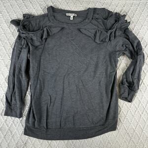 Express One Eleven Gray Ruffle Cold Shoulder Long Sleeve Top Women’s Size M